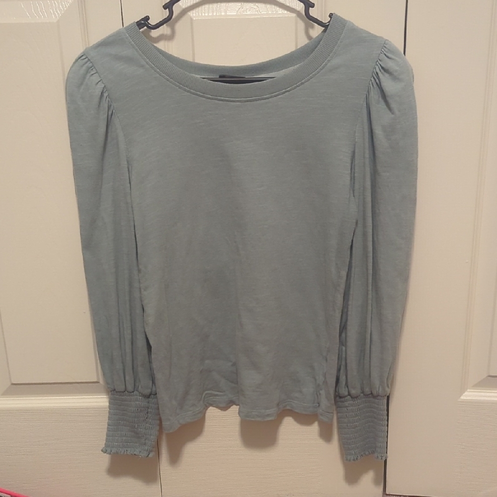 Pomander Place Sage Cotton Lomg Smocked Cuff Sleeve